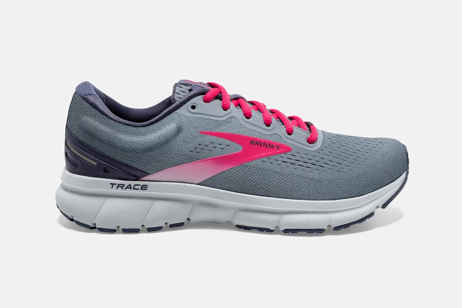 Brooks Running Shoes Womens Grey/Pink - Trace Road - 8792-DMGNP